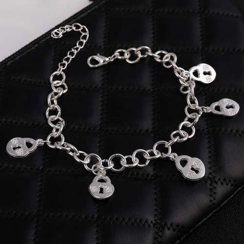 925 Silver Filled Key Lock Charms Bracelet