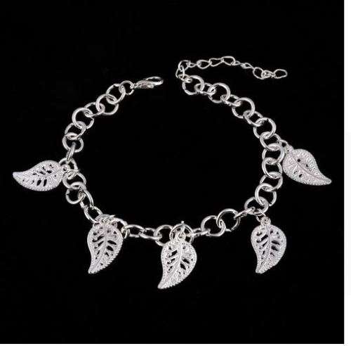 925 Silver Filled Leaf Charms  Bracelet