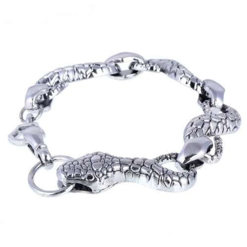 Silver High Quality Snake Punk Bracelet