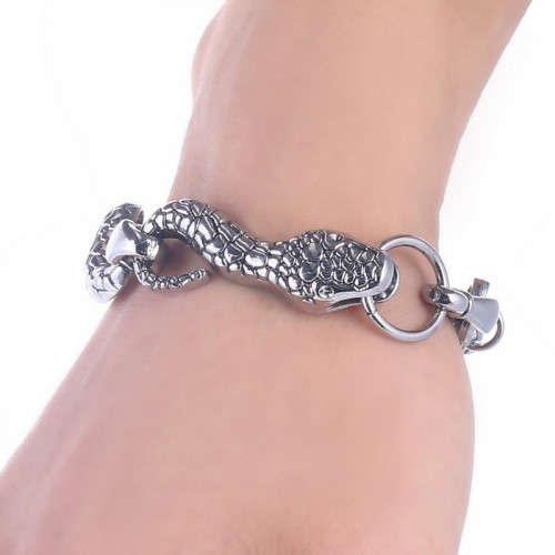 Silver High Quality Snake Punk Bracelet
