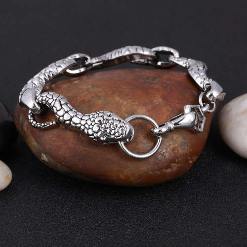 Silver High Quality Snake Punk Bracelet