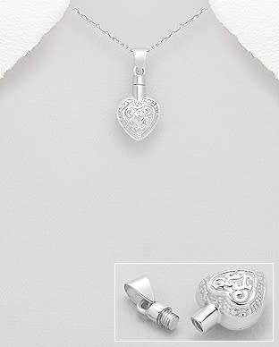 Heart Perfume bottle SOLID 925 Sterling Silver Pendant PLUS 52cm Italian Chain