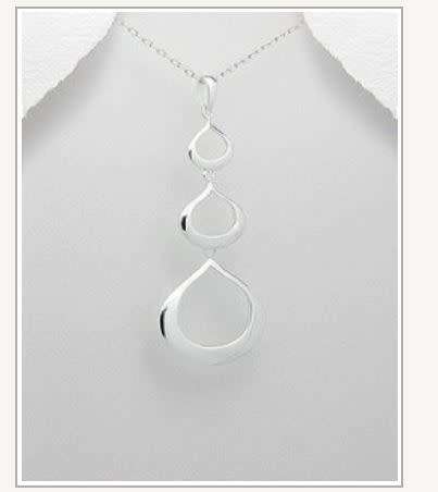 3 Drops SOLID 925 Sterling Silver Pendant INCL 54cm 925 Sterling Silver Chain