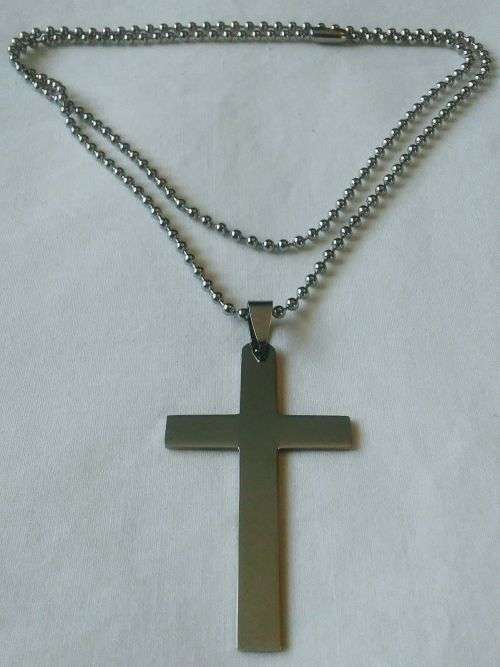 316L Stainless Steel Cross Pendant  Necklace and 60cm Ball Chain