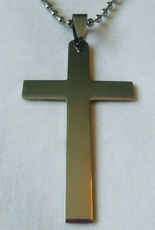 316L Stainless Steel Cross Pendant  Necklace and 60cm Ball Chain