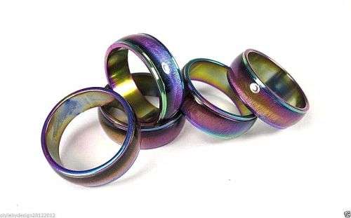 Stainless Steel  Black/Grey  Unisex Mood ring Ring Size 10