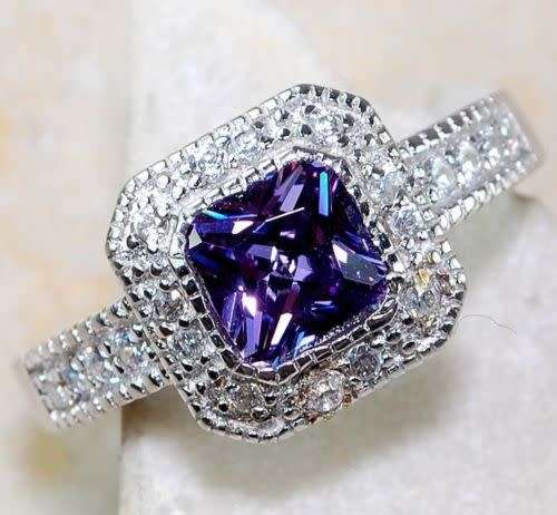 2CT Amethyst & White Topaz 925 Solid Sterling Silver Ring Jewelry Sz 9