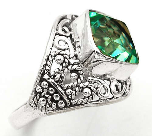 4CT Aquamarine 925 Solid Sterling Silver Filigree Ring Sz 7