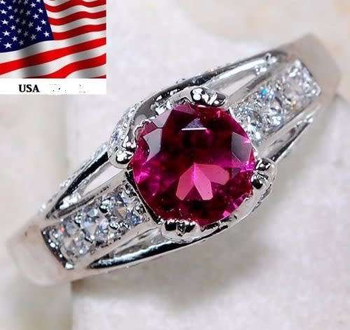 OFFER to nbritz61 2CT Ruby & White Topaz 925 Solid Sterling Silver Ring Jewelry Sz 8