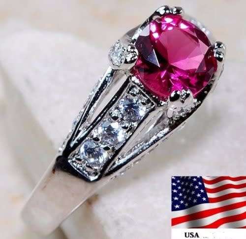 OFFER to nbritz61 2CT Ruby & White Topaz 925 Solid Sterling Silver Ring Jewelry Sz 8