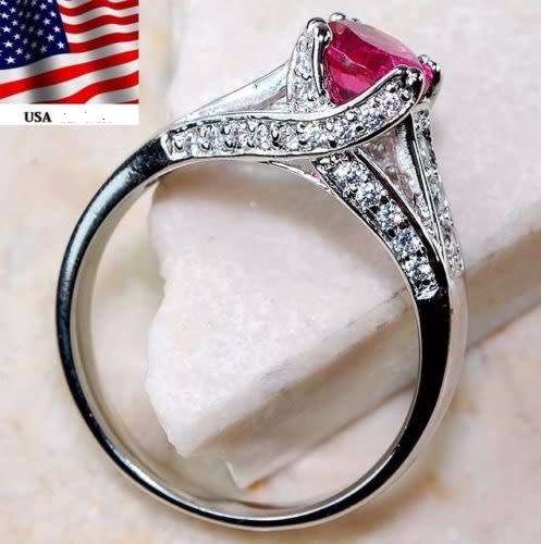 OFFER to nbritz61 2CT Ruby & White Topaz 925 Solid Sterling Silver Ring Jewelry Sz 8