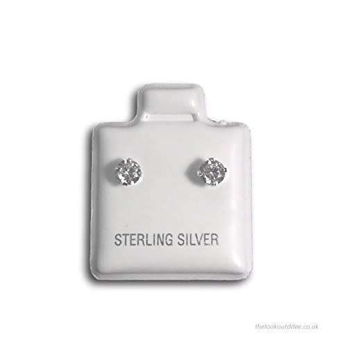 4MM Round Cut  Clear Cz SOLID 925 Sterling Silver Stud Earrings