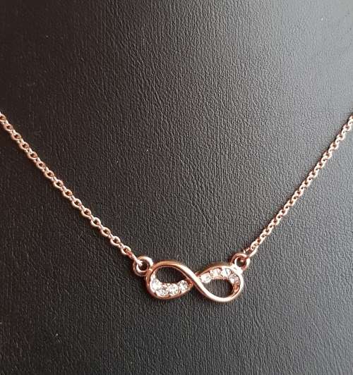 316L Stainless Steel Gold Tone Infinity Rhinestone Pendant Necklace