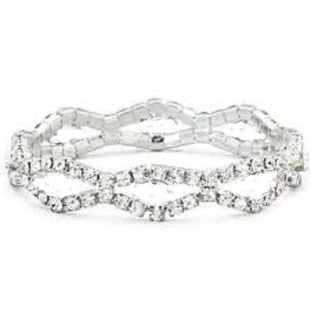 Elegant Glitzy Austrian Crystal Figure 8  Rhinestone Stretch Bracelet