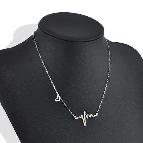 Silver Filled Heart Beat Pendant Necklace