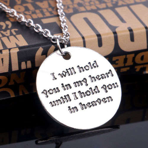 Silver Filled  "I Will Hold You In My Heart" Charm Pendant Necklace