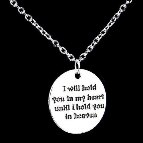 Silver Filled  "I Will Hold You In My Heart" Charm Pendant Necklace