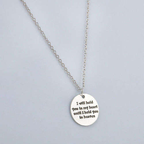 Silver Filled  "I Will Hold You In My Heart" Charm Pendant Necklace