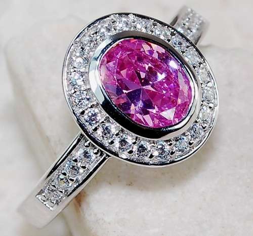 3CT Pink Sapphire & Topaz 925 Solid Sterling Silver Ring  Sz 7