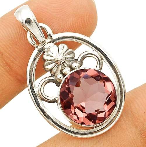 SALE 3CT Pink Amethyst 925 Solid Sterling Silver Pendant Jewelry 1 1/3'' Long