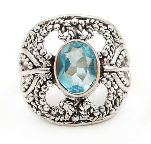 Flawless Blue Topaz 925 Solid Sterling Silver Ring  Sz 6.5
