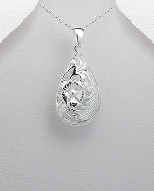 SOLID 925 Sterling Silver Flower Pendant