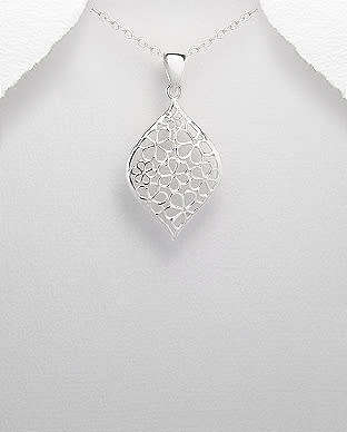 Gorgeous SOLID 925 Sterling Silver Flower Pendant