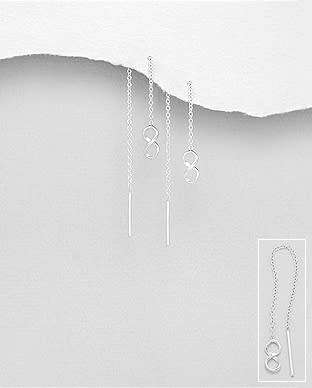 SOLID 925 Sterling Silver Infinity Threader Earrings