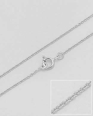 SOLID 925 Sterling Silver Rollo Chain,  Made In Thailand 60cm (1.24mm)