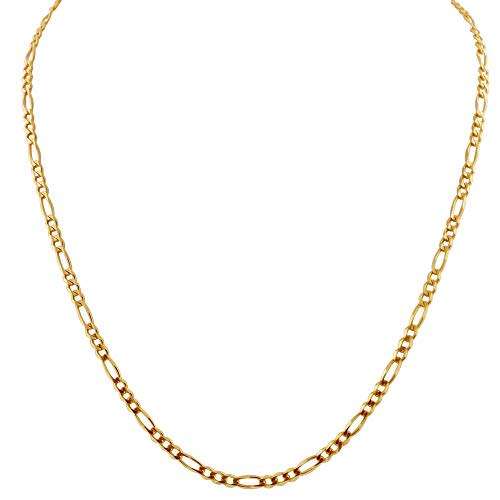 4mm Unisex Gold Filled  Stainless Steel  Figaro Chain Necklace 44cm