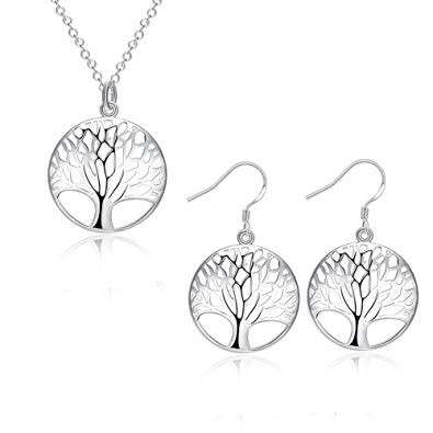 SILVER  FILLED "TREE OF LIFE"  PENDANT AND EARRINGS SET