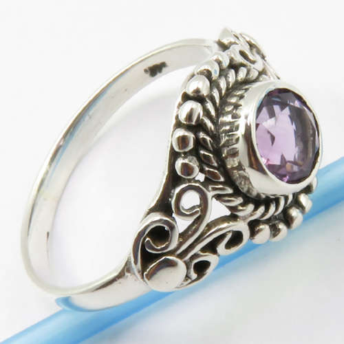 Handmade Ring  925 Solid Silver Natural Amethyst Size 8.5