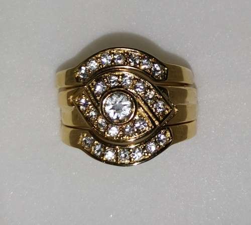 GOLD FILLED STAINLESS STEEL 3piece WEDDING RING  SET #  6