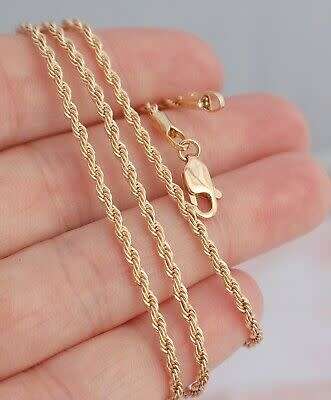 2mm Solid Gold Filled Stainless Steel Twisted link Chain Necklace 50cm