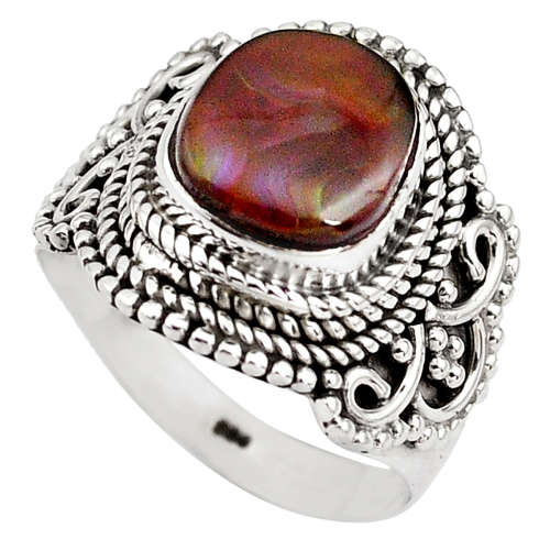 5.30CTS NATURAL MEXICAN FIRE AGATE 925 SILVER SOLITAIRE RING SIZE 8