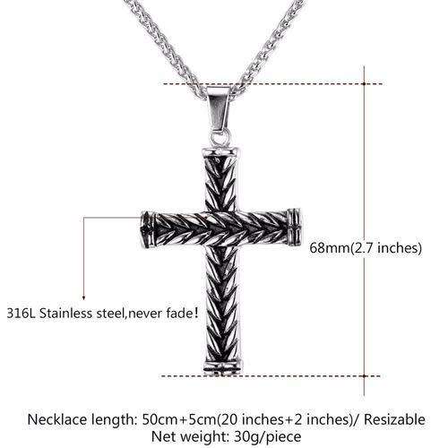 316L Stainless Steel Vintage Cross Pendant & Necklace(Free Gift Box)