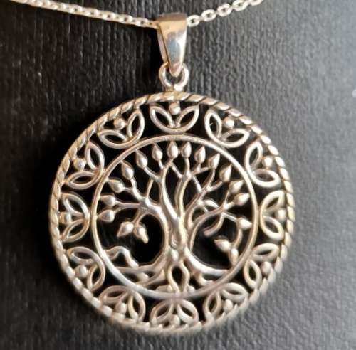 SOLID 925 Sterling Silver Oxidized Tree Of Life Pendant