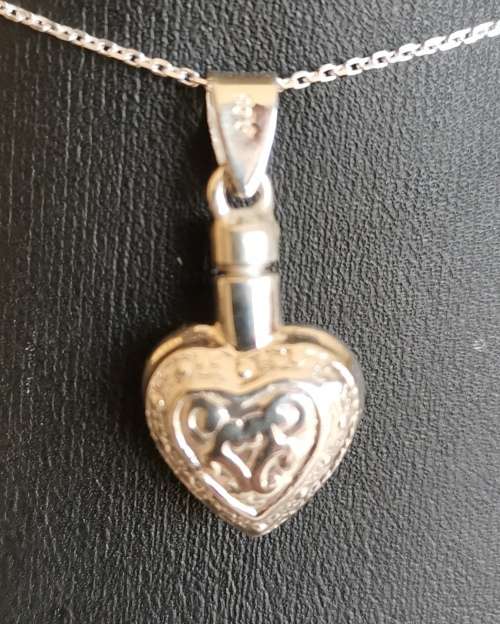 Heart Perfume bottle SOLID 925 Sterling Silver Pendant INCL 54cm Chain