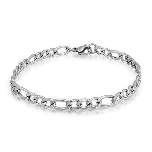 4mm  Unisex SOLID Stainless Steel  Figaro Link  Chain Bracelet 21cm