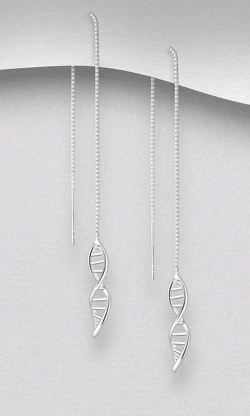 SOLID 925 Sterling Silver DNA Threader Earrings