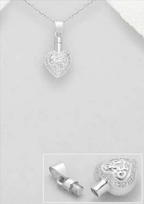 Heart Perfume bottle SOLID 925 Sterling Silver Pendant INCL 54cm Chain