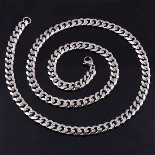 Never Fade 5mm Solid Stainless Steel Cuban Link Chain Necklace 55cm