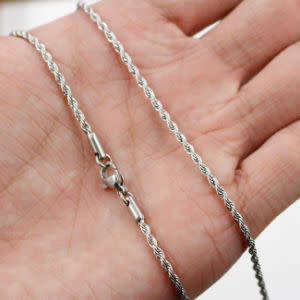 2mm Unisex Stainless Steel Twisted Link Chain 60cm