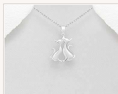 Gorgeous Love Cats  SOLID 925 Sterling Silver Pendant