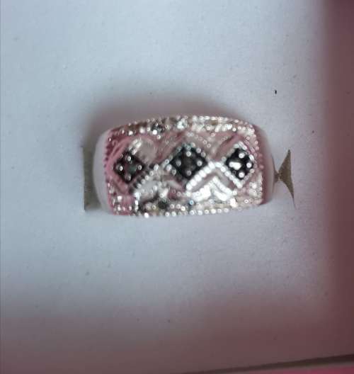 Gorgeous Marcasite & CZ Solid 925 Sterling Silver Ring  Sz 8