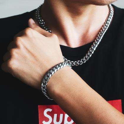 10mm Heavy STAINLESS STEEL  Cuban Link Chain Necklace  & Bracelet SET