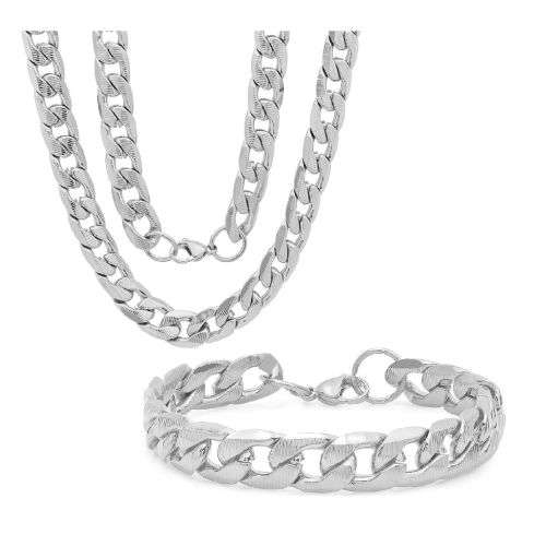 10mm Heavy STAINLESS STEEL  Cuban Link Chain Necklace  & Bracelet SET