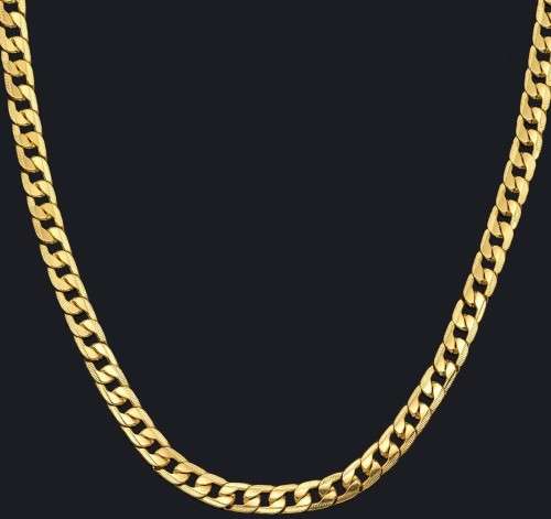 6mm  Gold Filled  Stainless Steel Cuban Link Unisex Chain Necklace 56cm