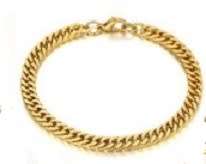 6mm  Unisex Stainless Steel Gold Filled  Cuban Link Chain Bracelet 22cm