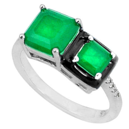 Emerald (lab) Topaz Enamel 925 Silver Ring Size 6